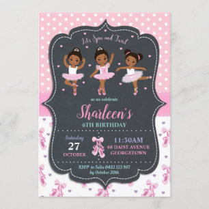 Pink Girl Ballerina Birthday Tutu Ballet Dance Invitation