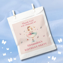 Pink Girl Ballerina Butterflies Birthday Thank You Favour Bags