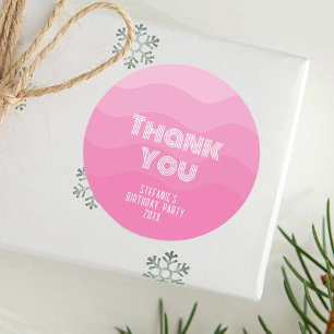 Pink Girl Birthday Party Thank You Classic Round Sticker