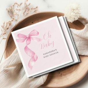 Pink Girl Bow Oh Baby Shower  Napkin
