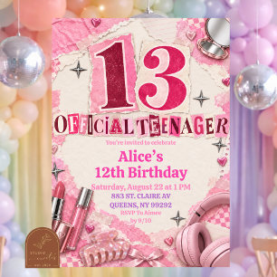Pink Girl collage ransom note Birthday Invitation