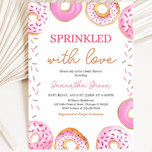 Pink Girl Doughnuts Baby Shower Invitation
