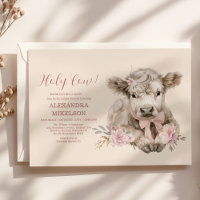 Pink Girl Floral Highland Cow Baby Shower