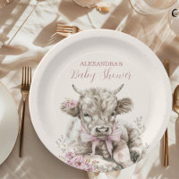 Pink Girl Floral Highland Cow Baby Shower 