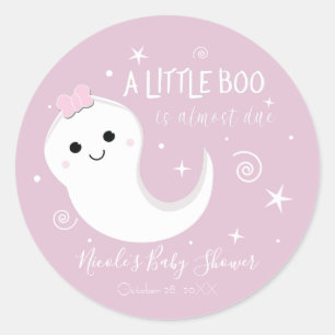 Pink Girl Ghost BOO Halloween Baby Shower    Classic Round Sticker