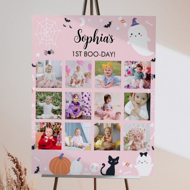 Pink Girl Ghost First Year Photo Milestone Sign (Creator Uploaded)