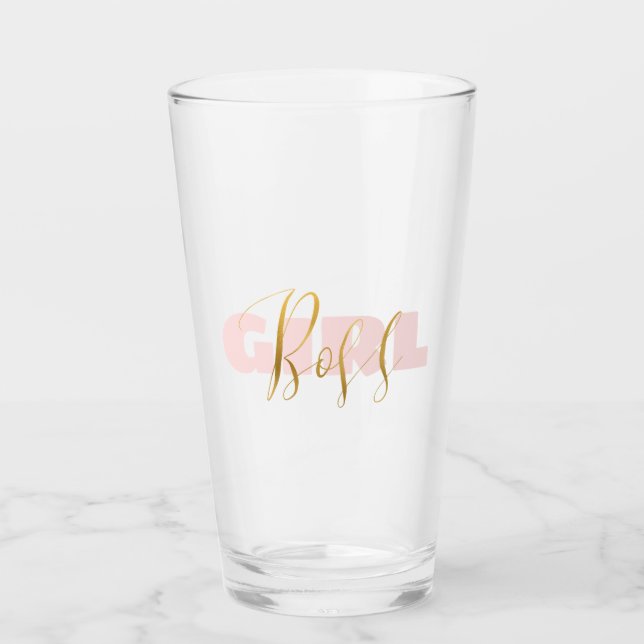 Pink Girl Gold Boss Glass (Front)