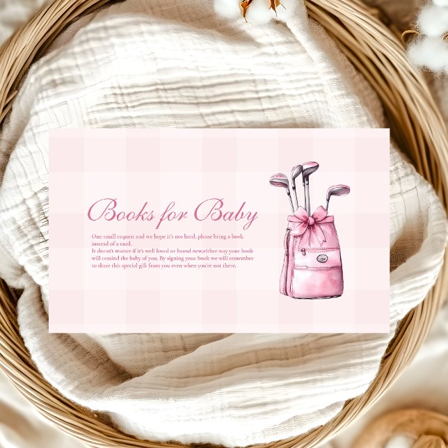 Pink Girl Golf Baby Shower  Books for Baby Enclosure Card (Creator Uploaded)
