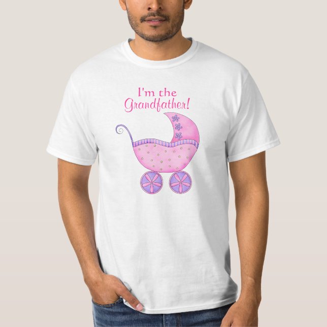 Pink Girl Grand Baby Buggy "I'm the Grandfather" T-Shirt (Front)