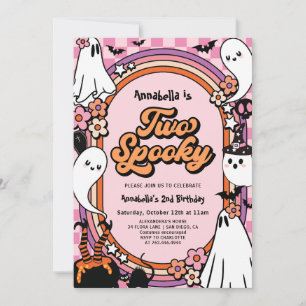 Pink Girl Halloween Photo 2nd Birthday Party Invitation
