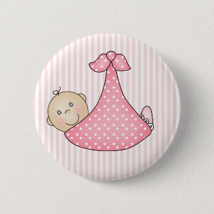 Pink Girl in Blanket 6 Cm Round Badge