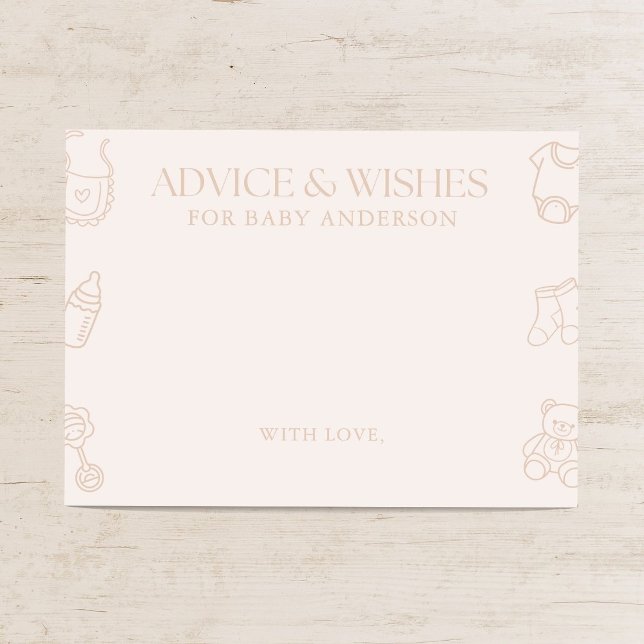 Pink Girl Minimal Baby Shower Advice and Wishes Enclosure Card (Creator Uploaded)
