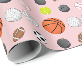 Pink Girl Multi Sport Birthday Wrapping Paper