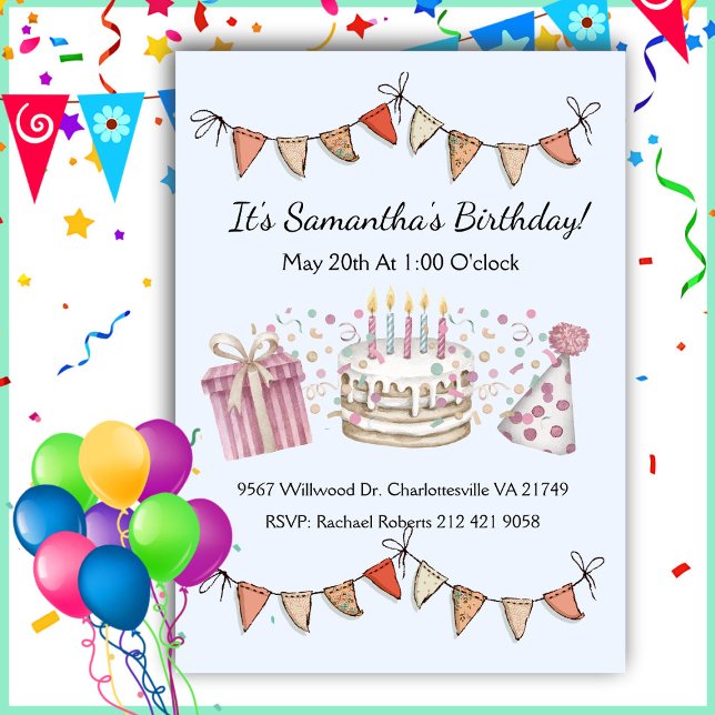 Pink Girl Party Decorations Birthday Invitation (Creator Uploaded)