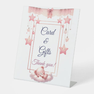 Pink Girl Rainbow Star Birthday Pedestal Sign