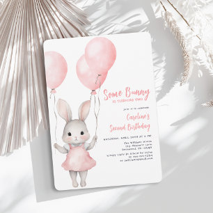 Pink Girl Second Birthday Invitation