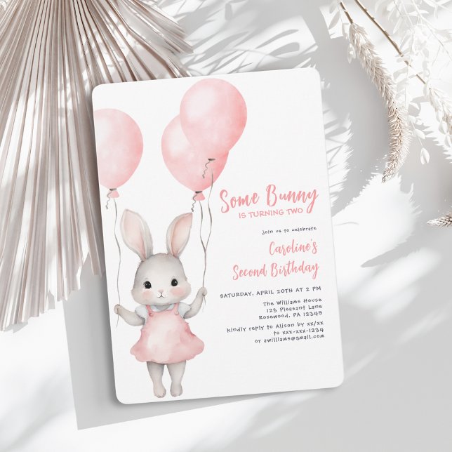 Pink Girl Second Birthday Invitation (Creator Uploaded)
