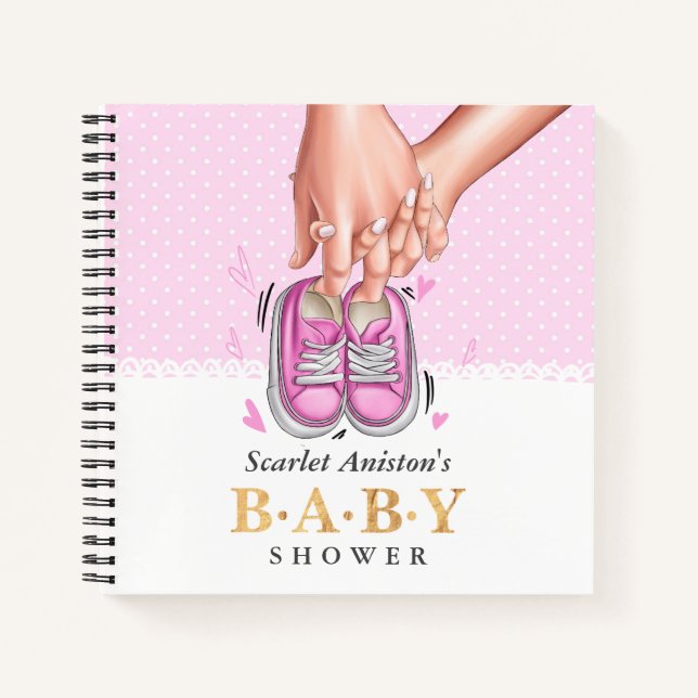 Pink Girl Shoes Baby Shower Guest Book (Front)