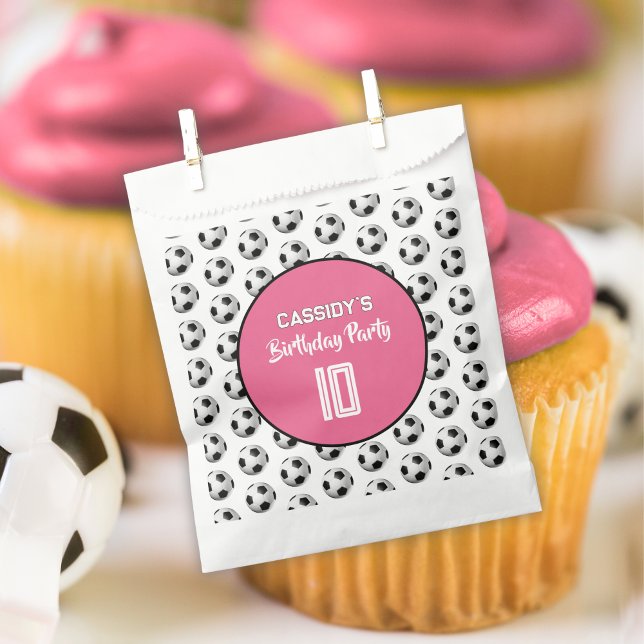 Pink Girl Soccer Birthday Party Favour Bags (Creator Uploaded)