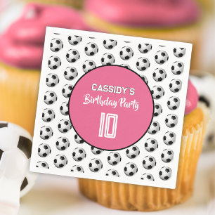 Pink Girl Soccer Birthday Party Napkin