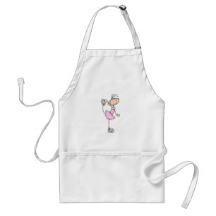 Pink Girl Stick Figure Ice Skater Standard Apron