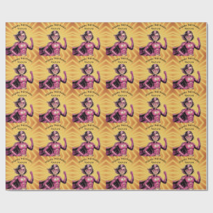 Pink Girl Superhero Birthday Party Wrapping Paper