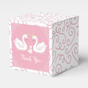 Pink Girl Swans Baby Shower Favour Box
