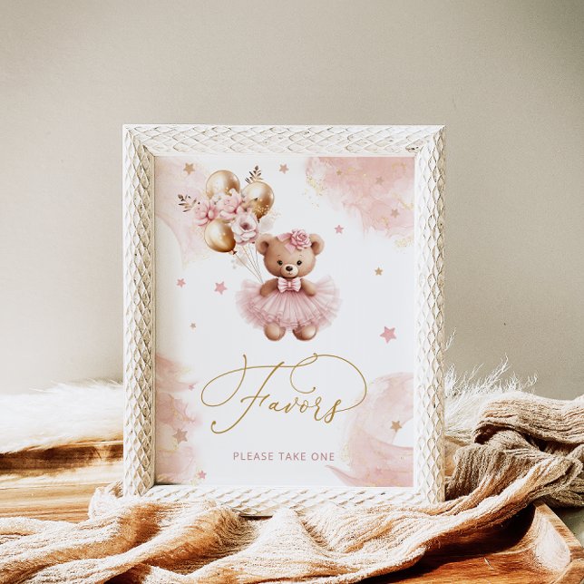 Pink Girl Teddy Bear Baby Shower Favours Poster (Creator Uploaded)