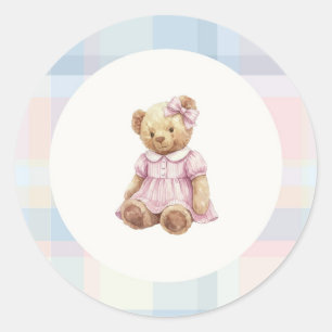 Pink Girl teddy bear sticker