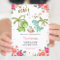 Pink Girl Tropical Dinosaur Baby Shower Floral