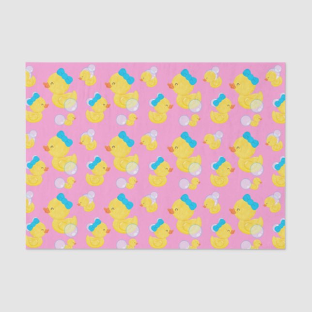 Pink Girl Watercolor Rubber Ducky Tissue Paper (Front)