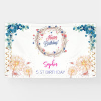 pink girl welcome floral watercolor birthday party