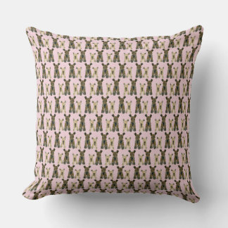Pink Girl Yorkies Throw Pillow