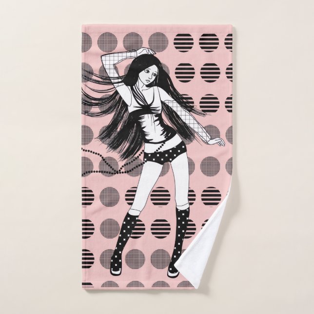 pink girlfriend dancer  hand towel (Hand Towel)