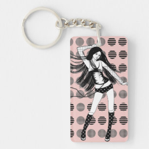 pink girlfriend dancer key ring