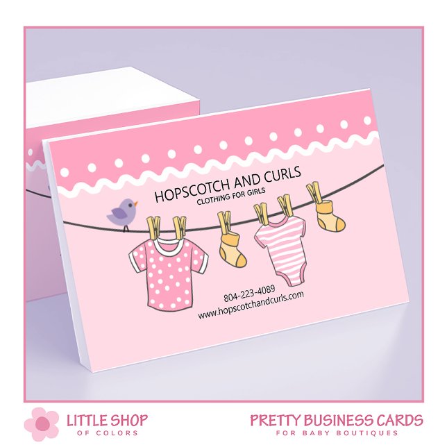 Pink Girls Baby Boutique Business Card (Creator Uploaded)
