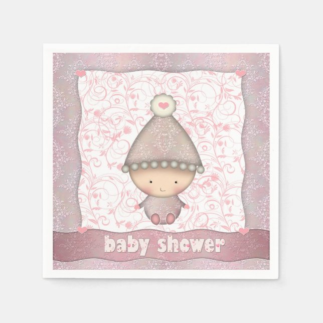 Pink Girls Baby Shower Napkins (Front)