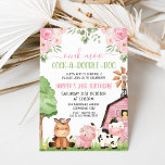 Pink Girls Floral Barn Farm Animals Birthday Invitation<br><div class="desc">Pink Girls Floral Barn Farm Animals Birthday Invitation Cute farm themed birthday invitation featuring a pink watercolor barn as well as a pig, lamb, cow and horse. This pink farm birthday invitation also features a lovely pink floral arrangement. This farmyard birthday invitation is a cute way to set the scene...</div>