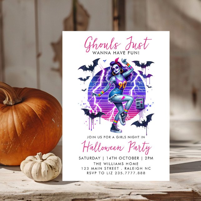 Pink Girls Ghouls Night Out  Adult Halloween Party Invitation (Creator Uploaded)