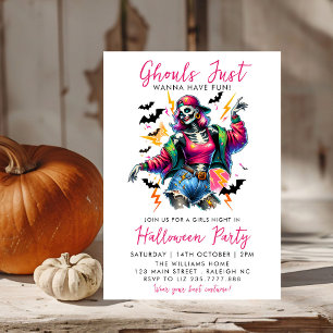 Pink Girls Ghouls Night Out Adult Halloween Party Invitation