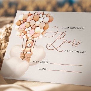 Pink Girls Guess How Many Bears Balloons Tickets Enclosure Card