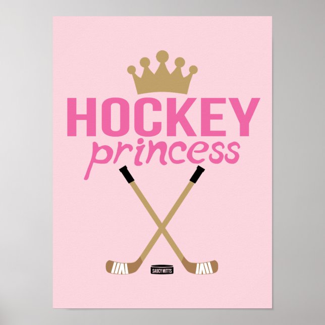 Pink Girls Hockey Princess Hockey Sticks Poster (Front)