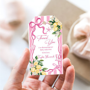 Pink Girls Lemon Ciao Baby Italian Baby Shower Gift Tags