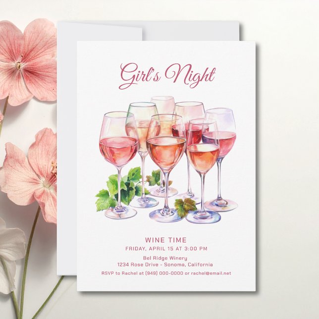 Pink Girls Night Wine  Invitation (Creator Uploaded)