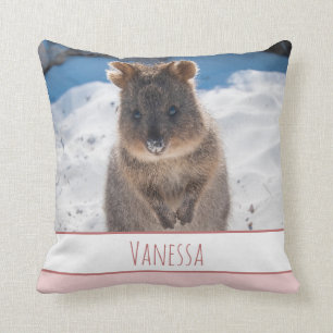 Pink Girls Personalised Quokka Cushion