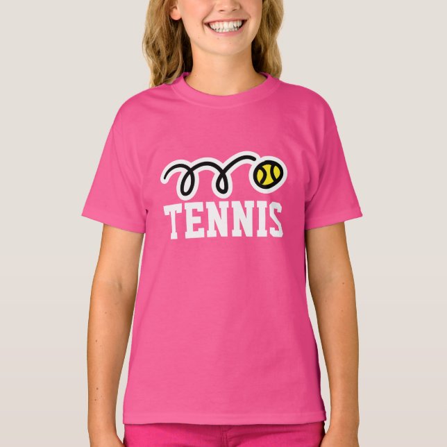 Pink girl's sport t shirt for junior tennis player (Front)