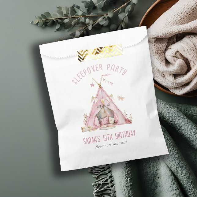 Pink Girls Tent Sleepover Slumber Birthday Party Favour Bags (Creator Uploaded)