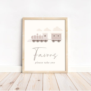 Pink Girls Train Birthday Favours Table Sign