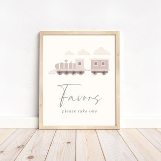 Pink Girls Train Birthday Favours Table Sign