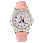 Pink girls watch | personalised letter monogram
